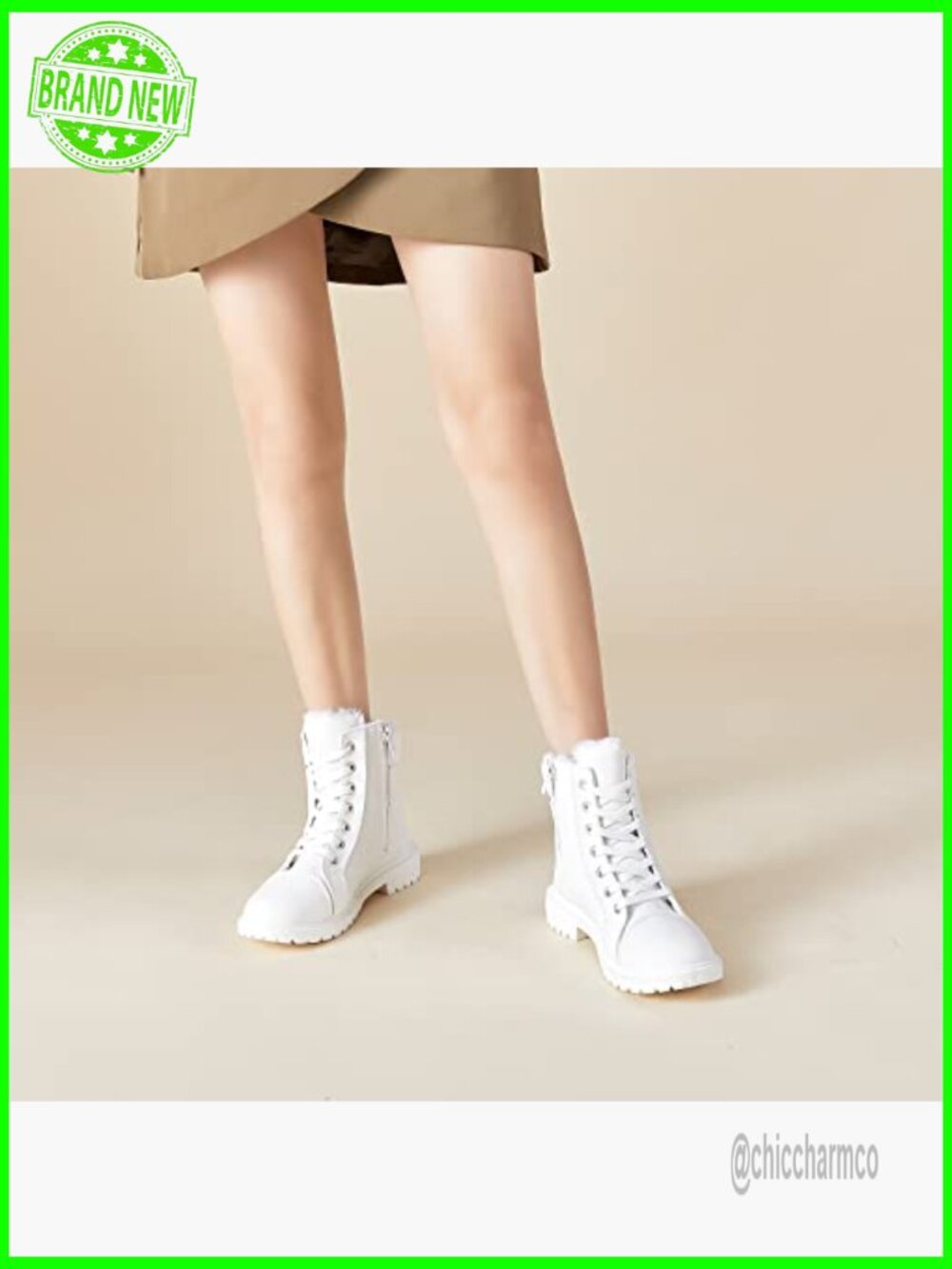 Lace Up Zipper Winter Ankle Boots Faux Fur Lined Non Slip - Picture 5 of 6